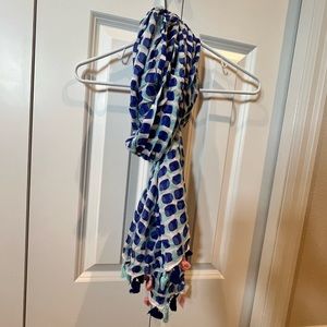 Kate Spade blue tassel scarf